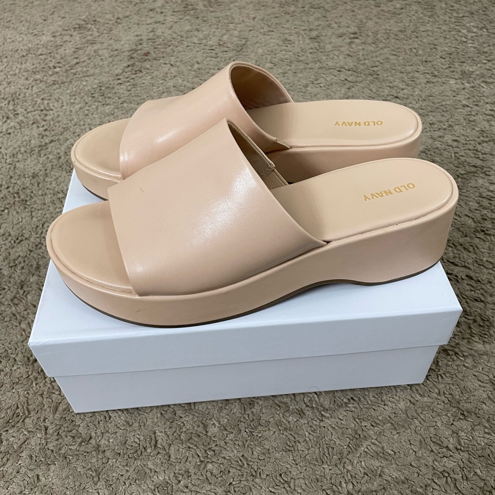 Women's Nude Peach Platform Slide Sandals
